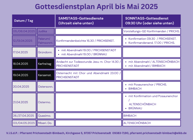 Gottesdienste 2025